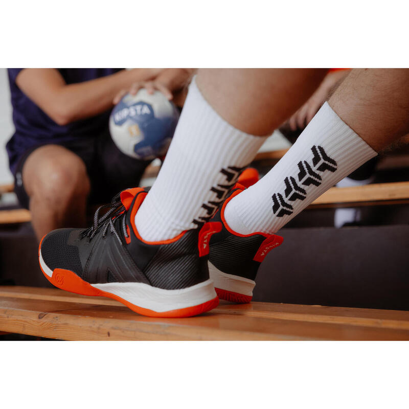 Șosete de handbal mid H500 MID alb-negru adulți
