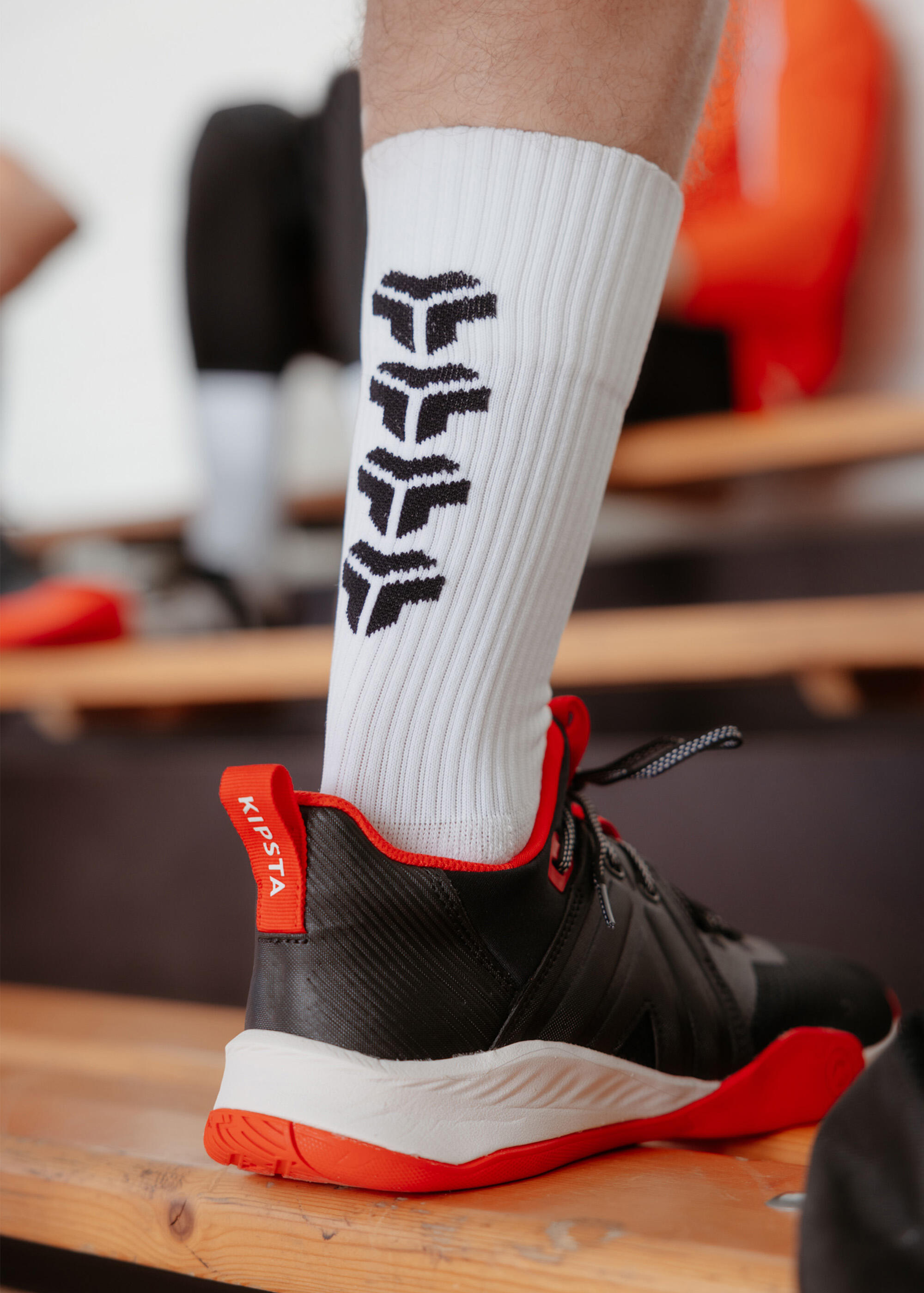Adult Handball Mid Socks Single-Pack H500 - White/Black 5/7