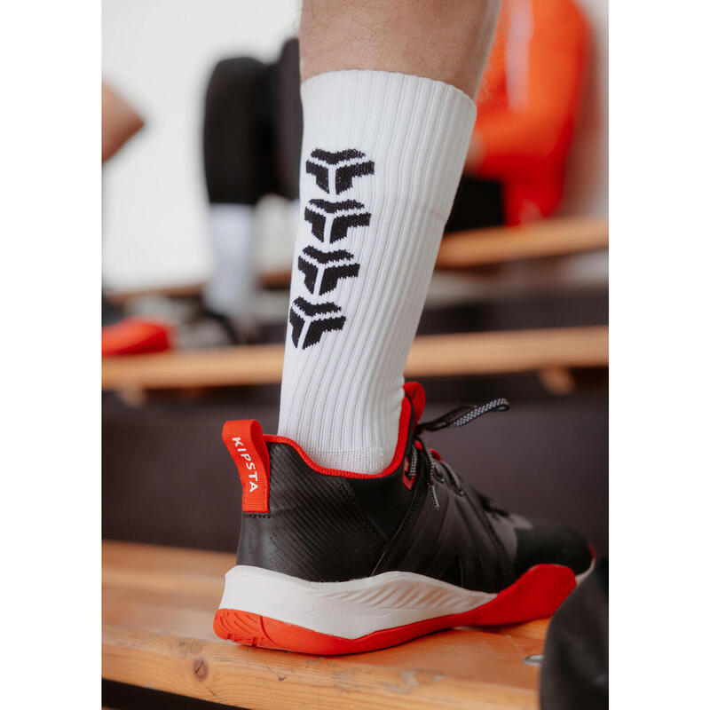 Șosete de handbal mid H500 MID alb-negru adulți
