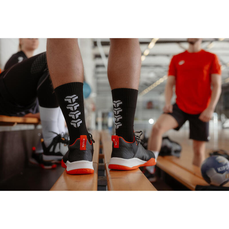 Șosete mid de handbal H500 negru-alb adulți 