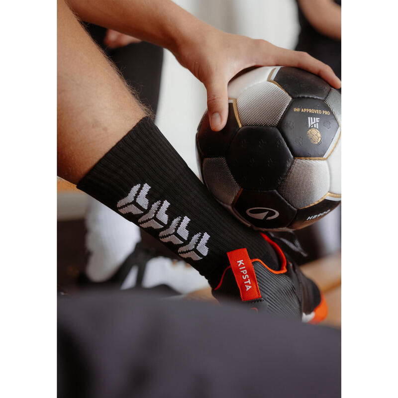 Șosete mid de handbal H500 negru-alb adulți 