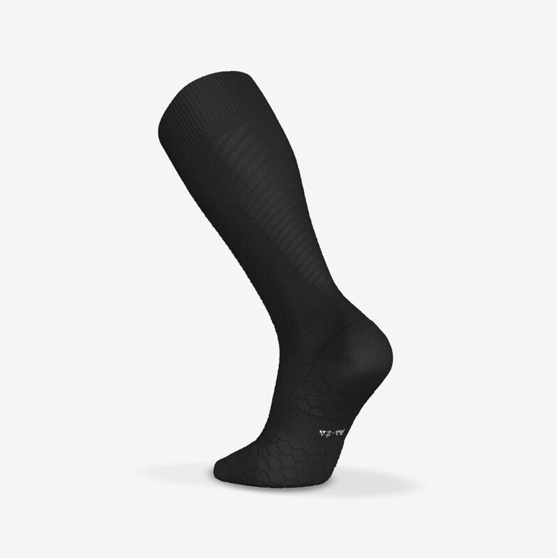 Chaussettes de running run900 laine mérinos hautes noires KIPRUN