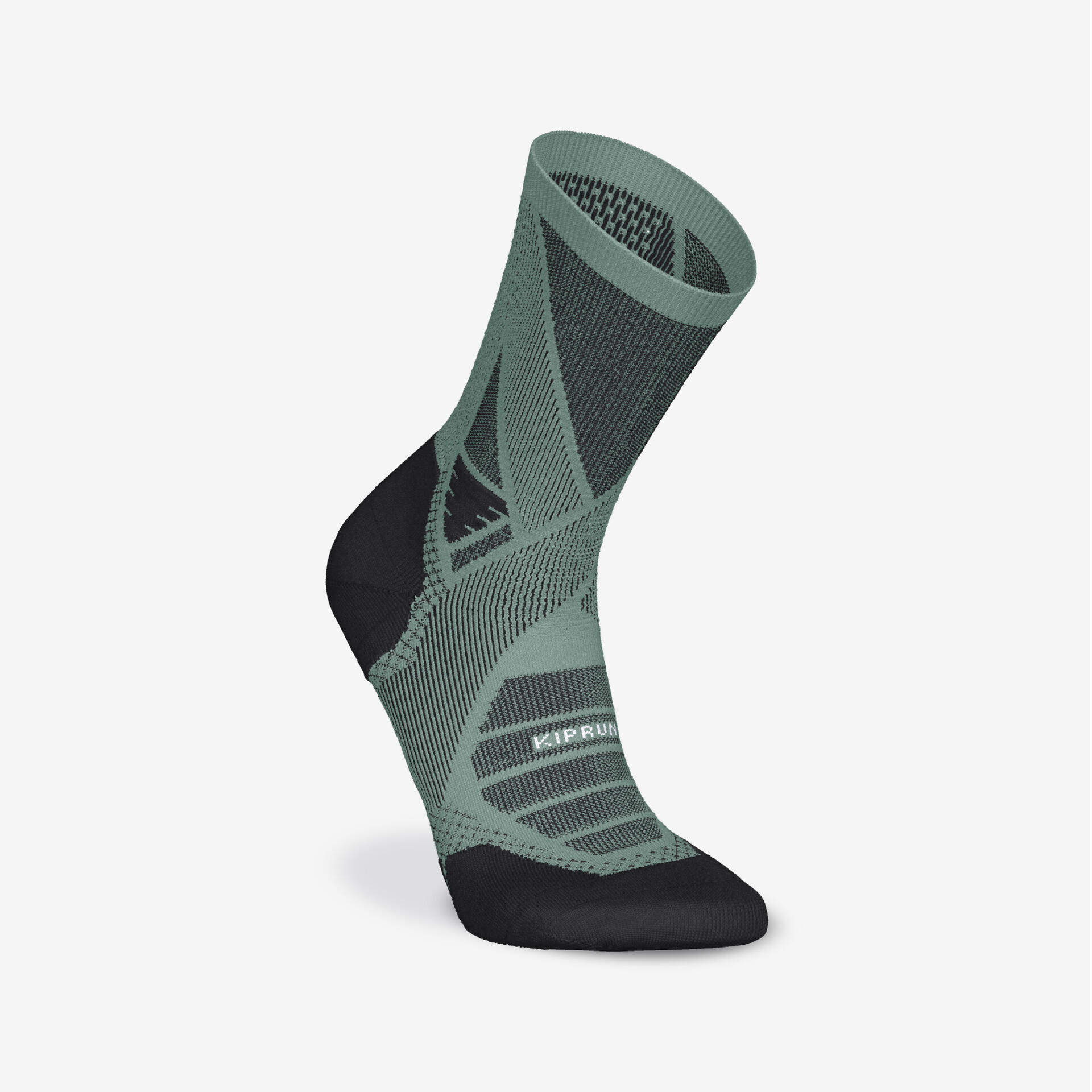 High-Stability Anti-Blister Mid-Cut Running Socks RUN900 STRAP Green