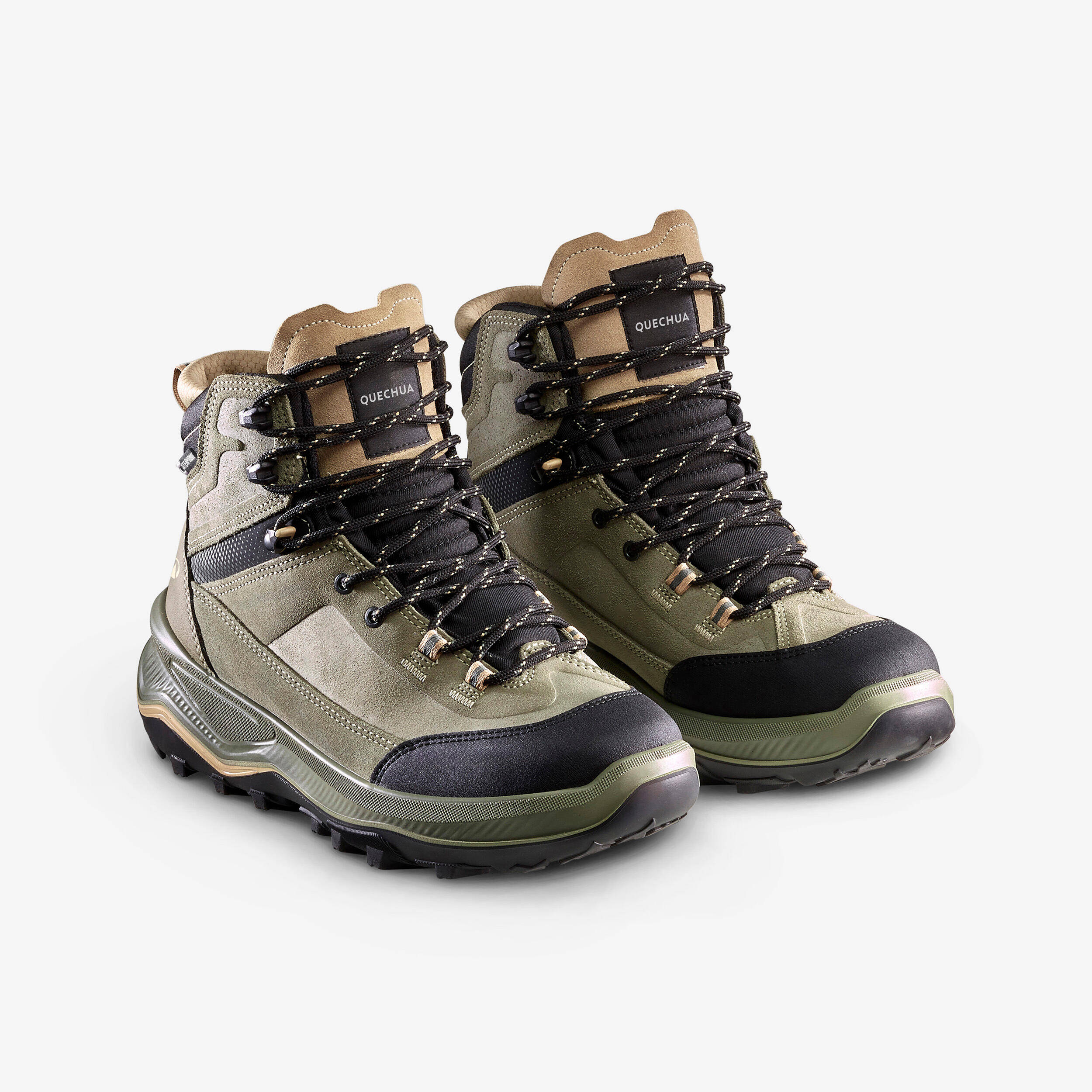 Women’s waterproof leather trekking boots - MT100 -  1