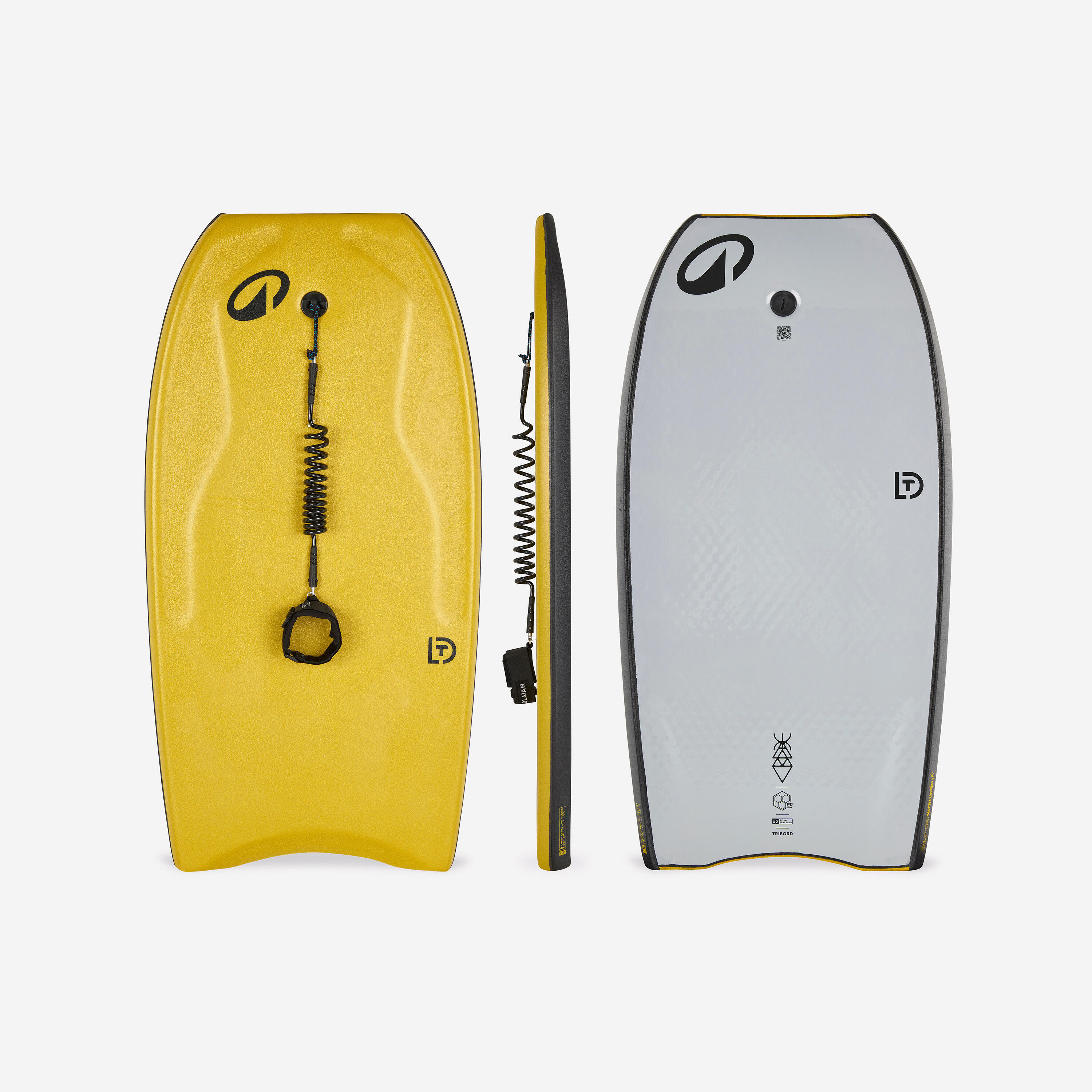 OLAIAN Bodyboard 500 Fortgeschrittene Double Stringer Mesh gelb/grau