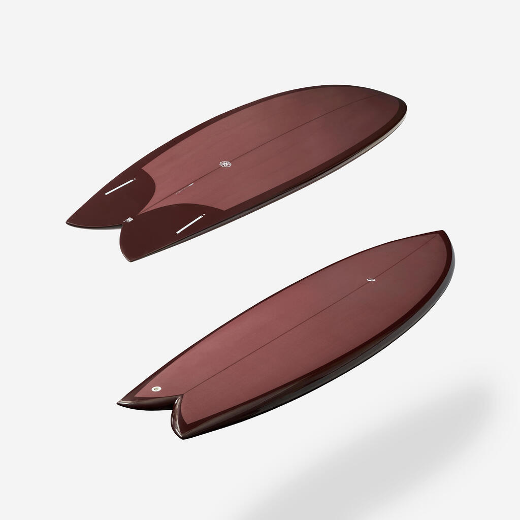 Planche de surf fish 6'1 avec boitiers Futures sans ailerons - bordeaux
