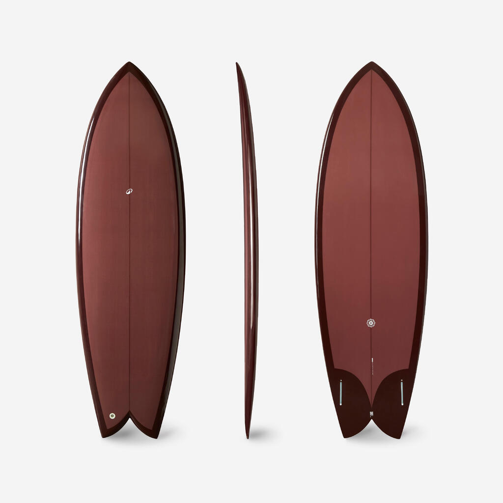Planche de surf fish 6'1 avec boitiers Futures sans ailerons - bordeaux