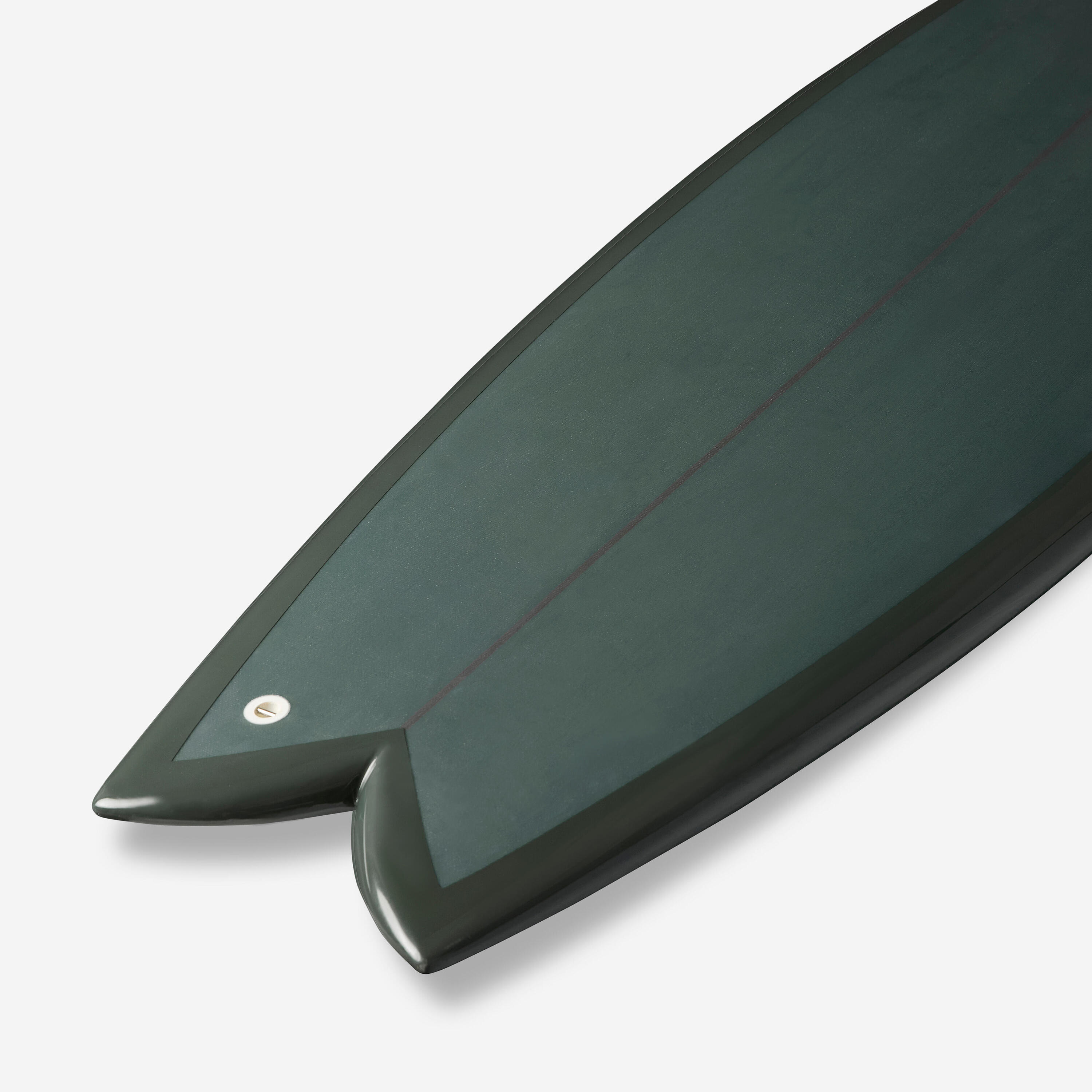 Fish-surfboard 5'8 met Futures-houder zonder vinnen donkergroen 4/10