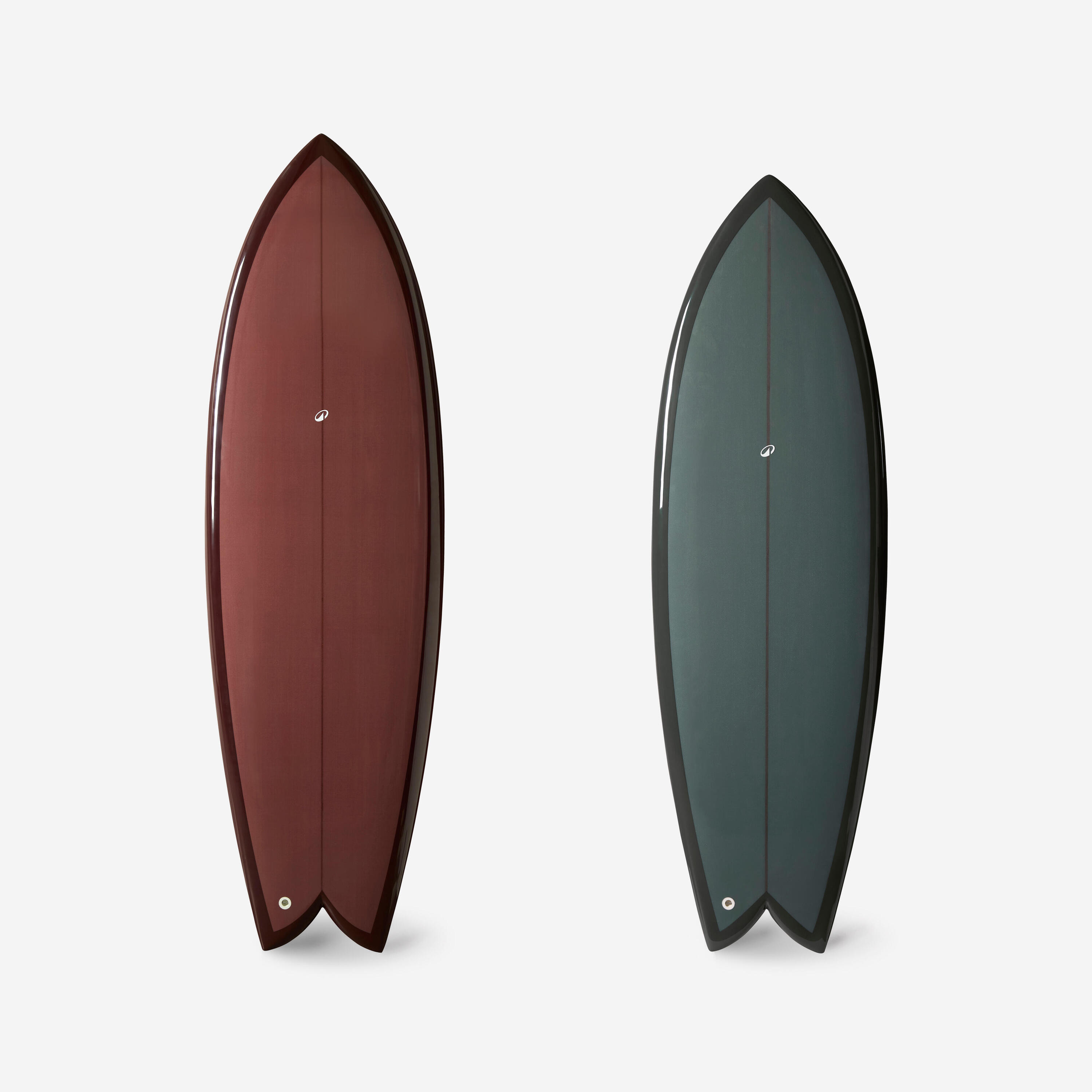 Fish-surfboard 5'8 met Futures-houder zonder vinnen donkergroen 10/10