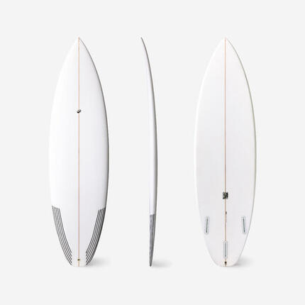 Planche shortboard performance avec boitiers Futures sans ailerons - blanc