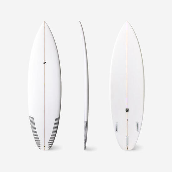 Planche shortboard performance avec boitiers Futures sans ailerons - blanc
