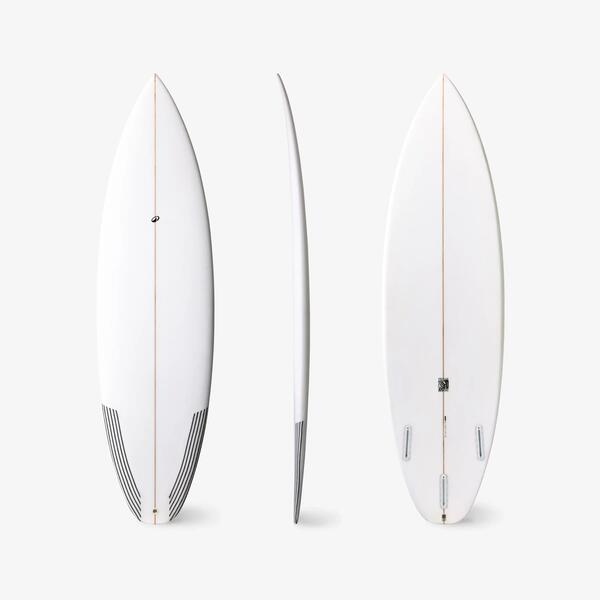 DECATHLON Tabla Shortboard Performance Blanco Cajetines Futures Sin Quillas