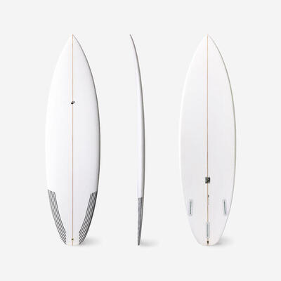 Performance-shortboard met futures-houders zonder vinnen wit