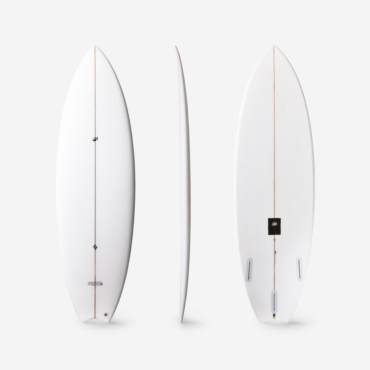 Planche shortboard 5'8 à 6' - petites vagues avec boitiers Futures sans ailerons