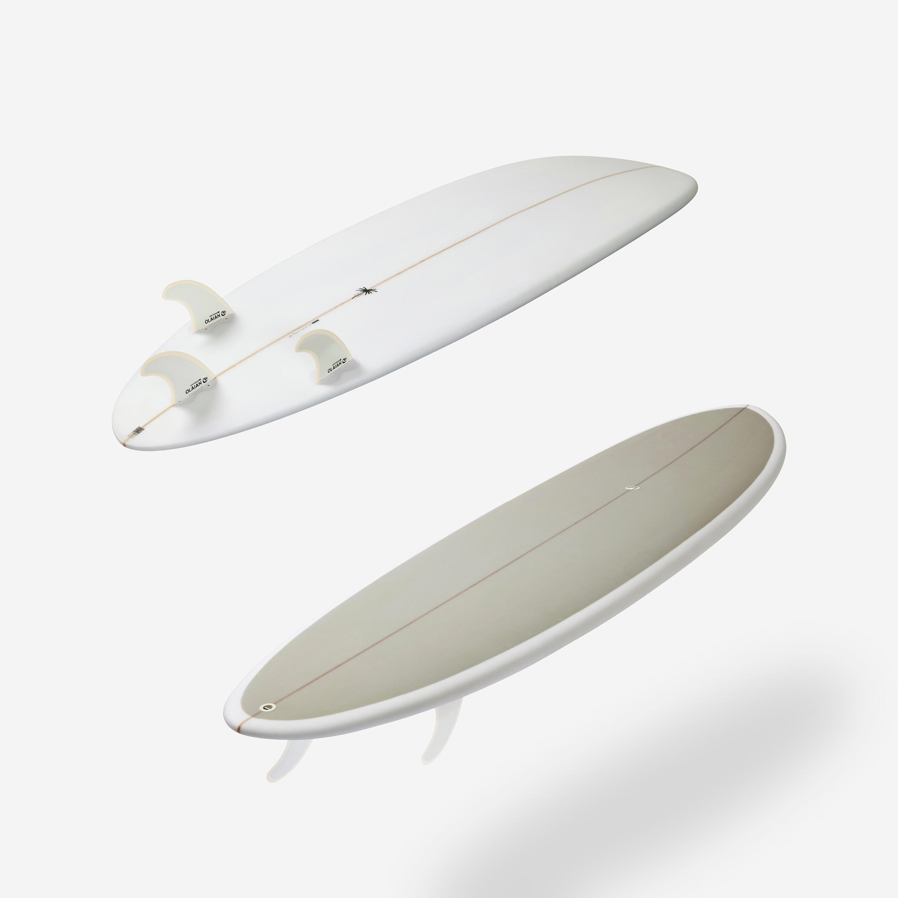 Planche de surf hybride en résine 6'4 40L avec 3 ailerons - kaki 3/19