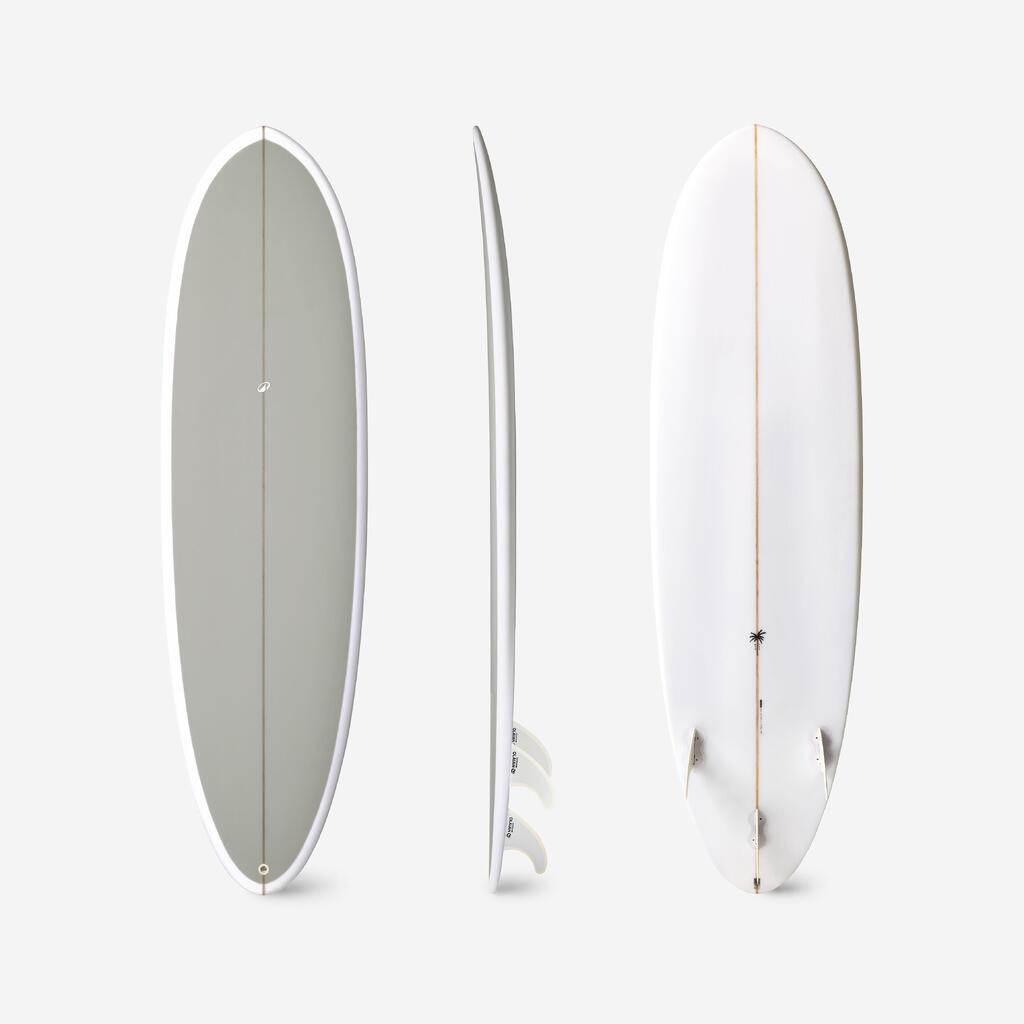 Planche de surf hybride en résine 6'4 40L avec 3 ailerons - kaki
