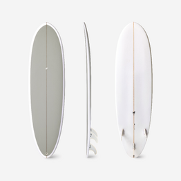 Planche de surf hybride en résine 6&#039;4 40L avec 3 ailerons - kaki