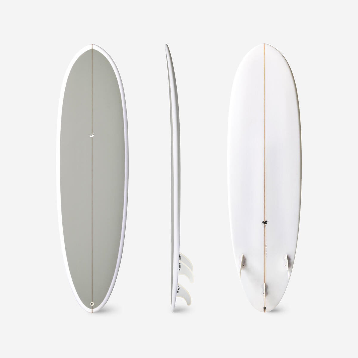 Planche de surf hybride en résine 6'4 40L avec 3 ailerons - kaki