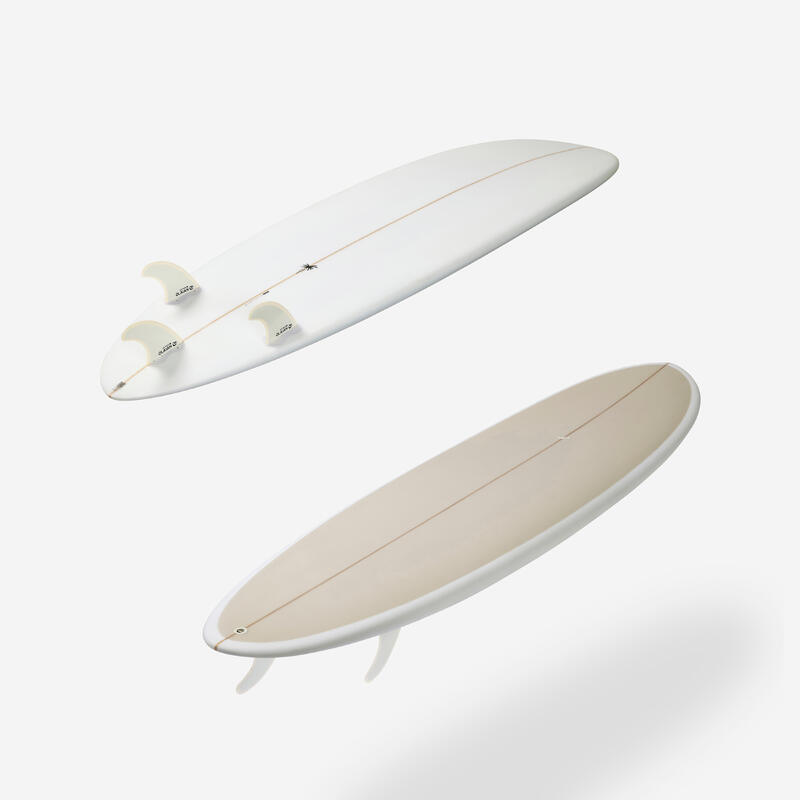 Planche de surf hybride en résine 7' 49L avec 3 ailerons - beige