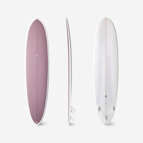 Planche de surf hybride en résine 8' 62L avec 3 ailerons - mauve