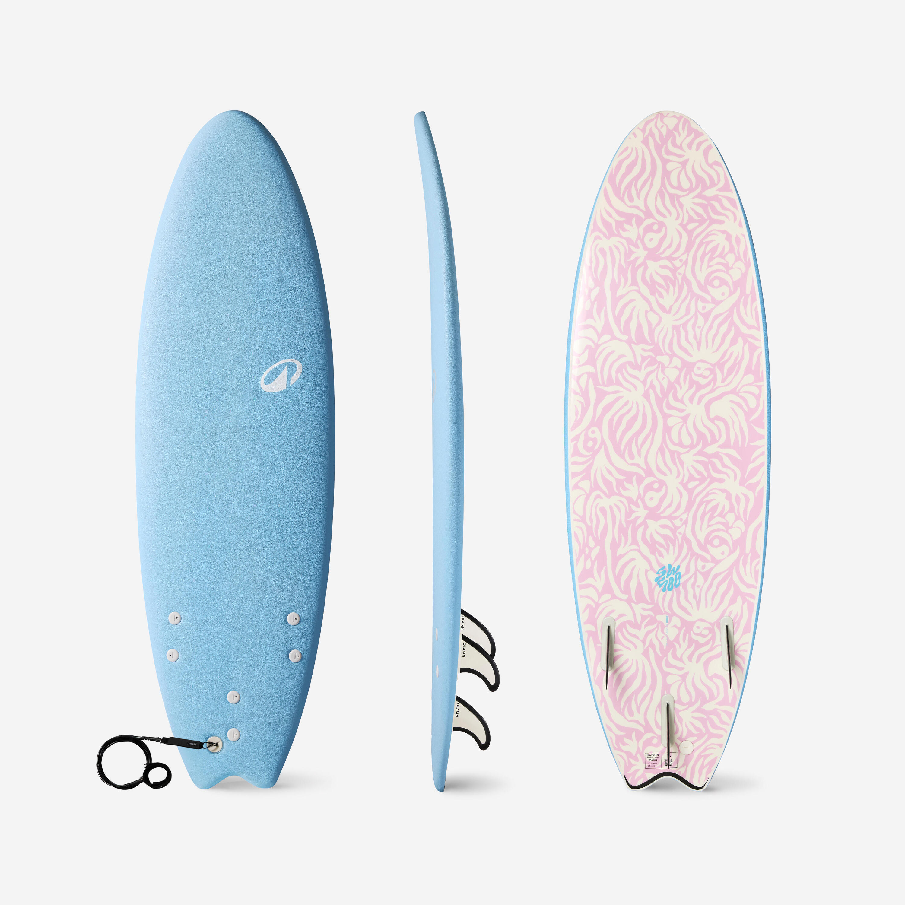 OLAIAN Tabla surf 6' Swallow tail 49L Azul cielo espuma