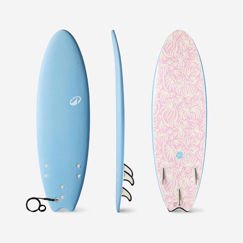 Placă surf spumă 6' swallow tail 49L Albastru deschis