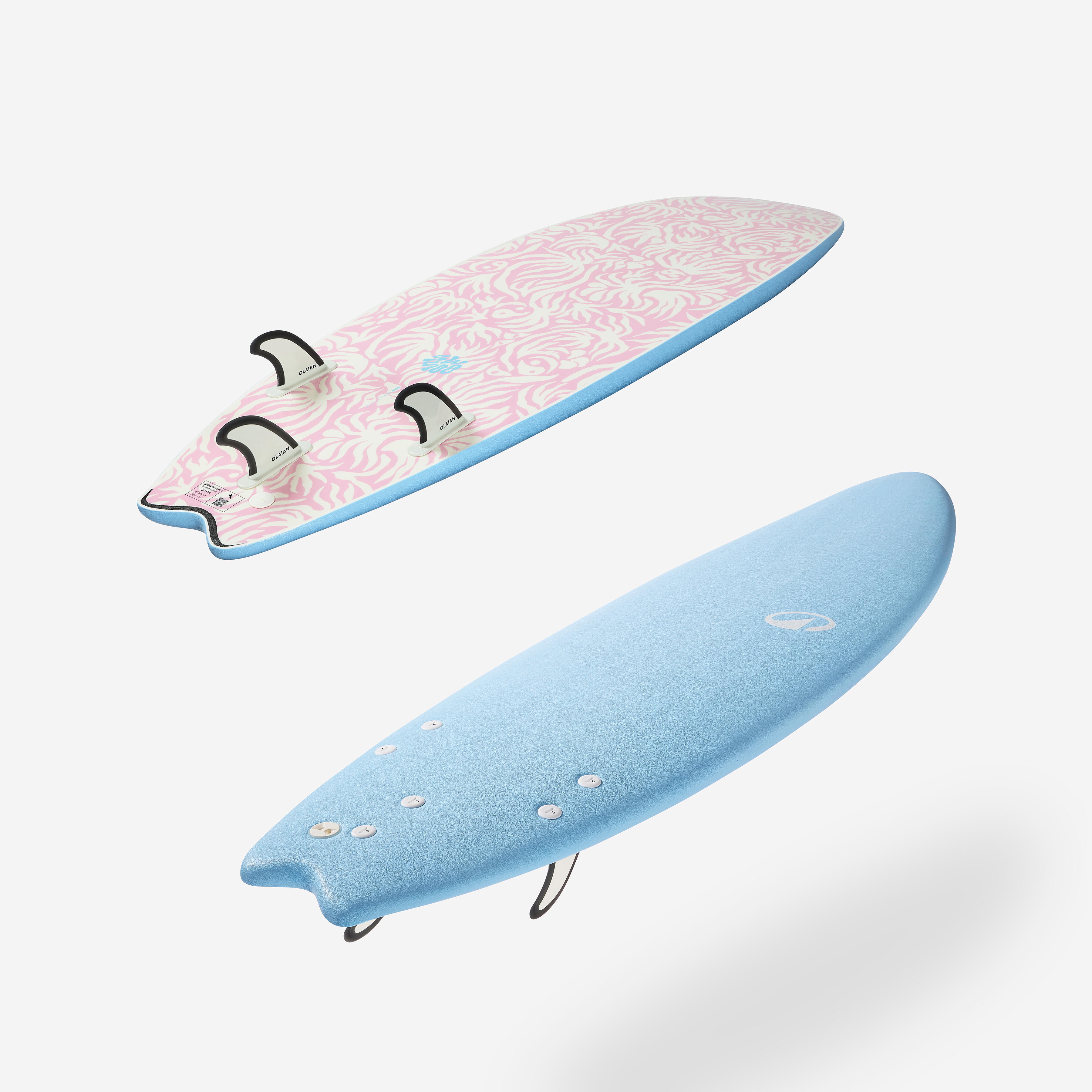 Foam surfboard 6' swallow tail 49L - sky blue | Decathlon