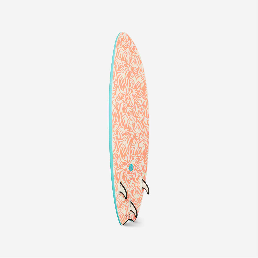 Planche de surf en mousse 6'6 swallow tail 55L - turquoise