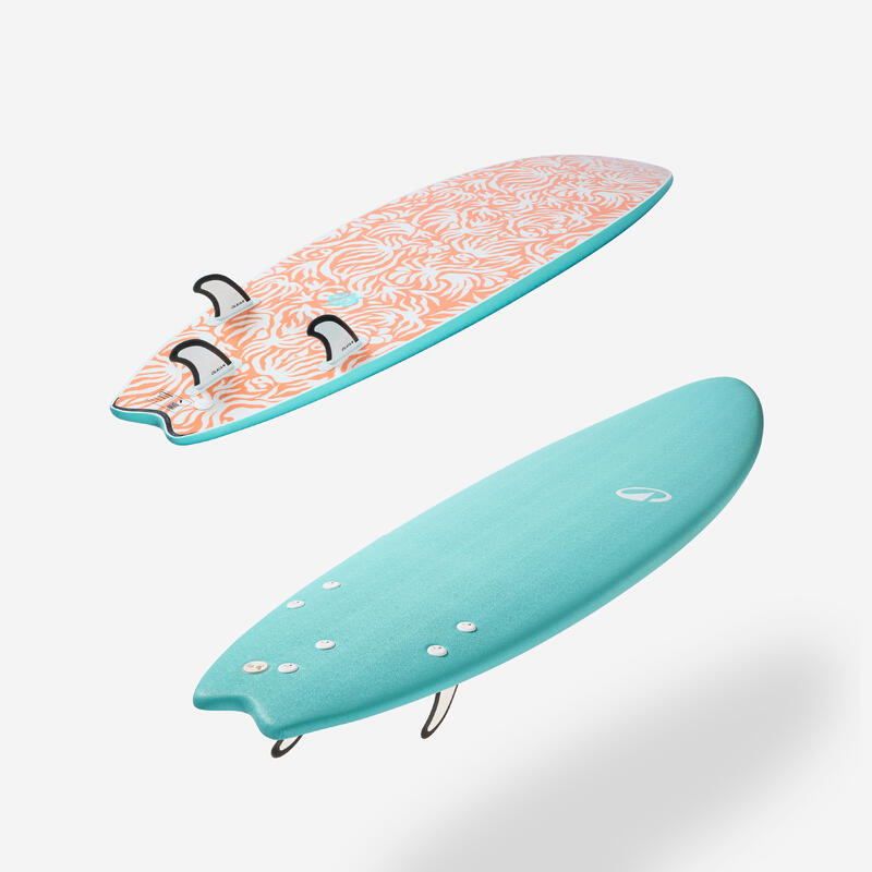 Planche de surf en mousse 6'6 swallow tail 55L - turquoise
