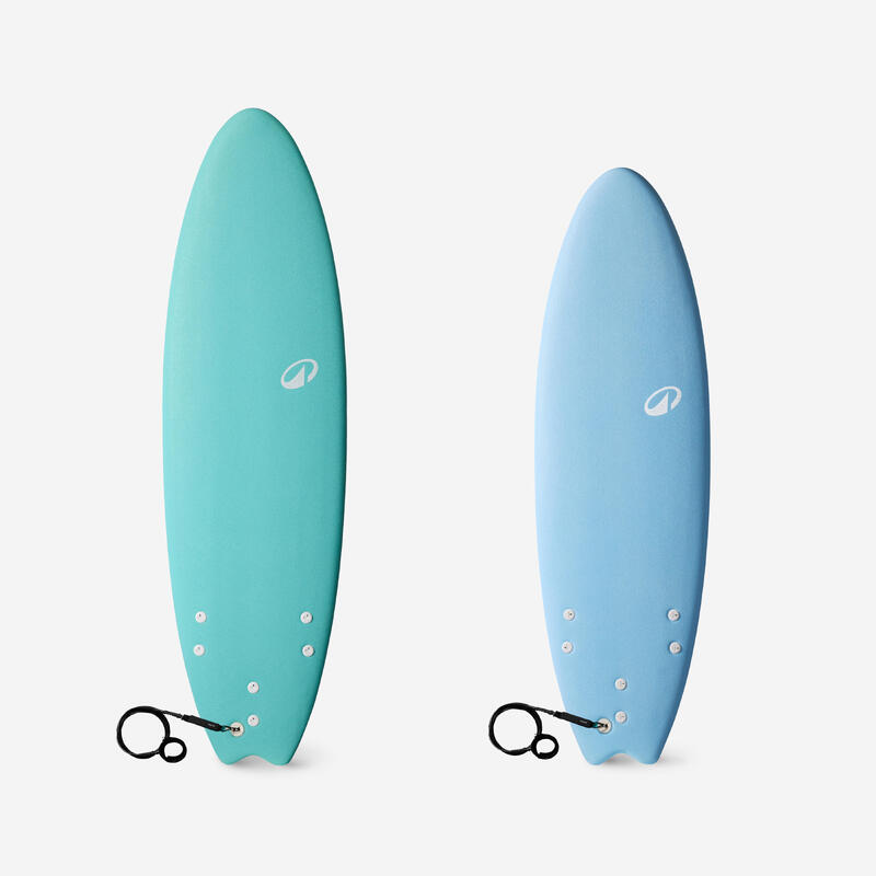 Planche de surf en mousse 6'6 swallow tail 55L - turquoise