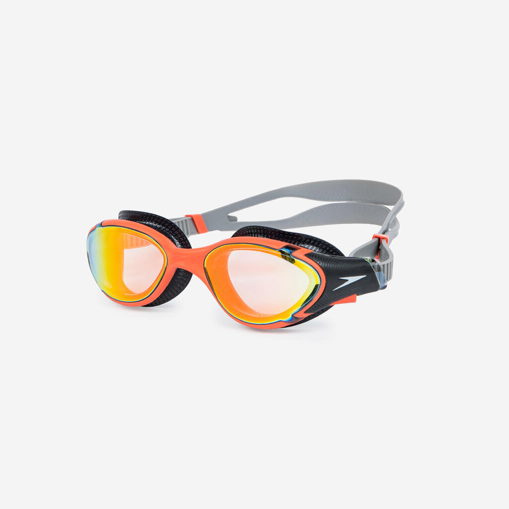 Swimming goggles with mirror lenses - Speedo Biofuse 2.0 black orange