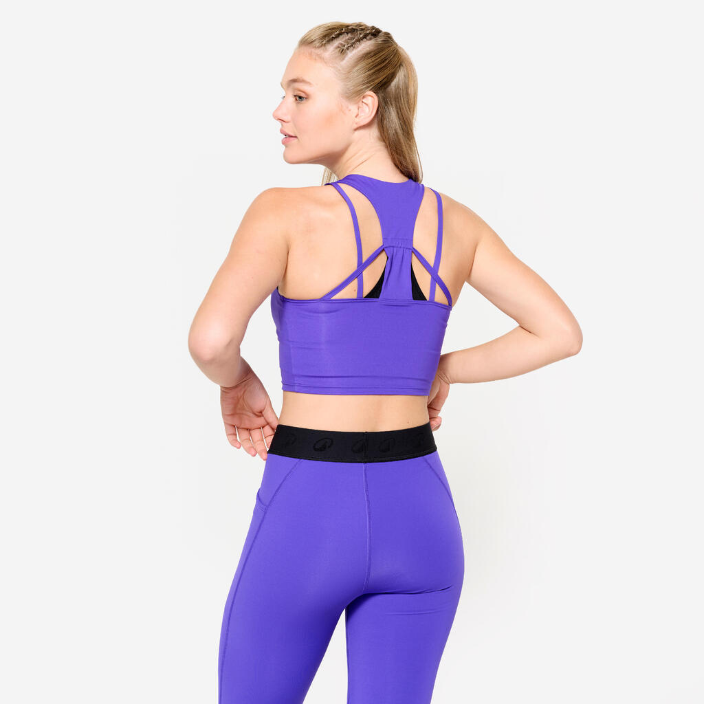 Women's Body-Hugging Fitness Cropped Tank Top - Purple