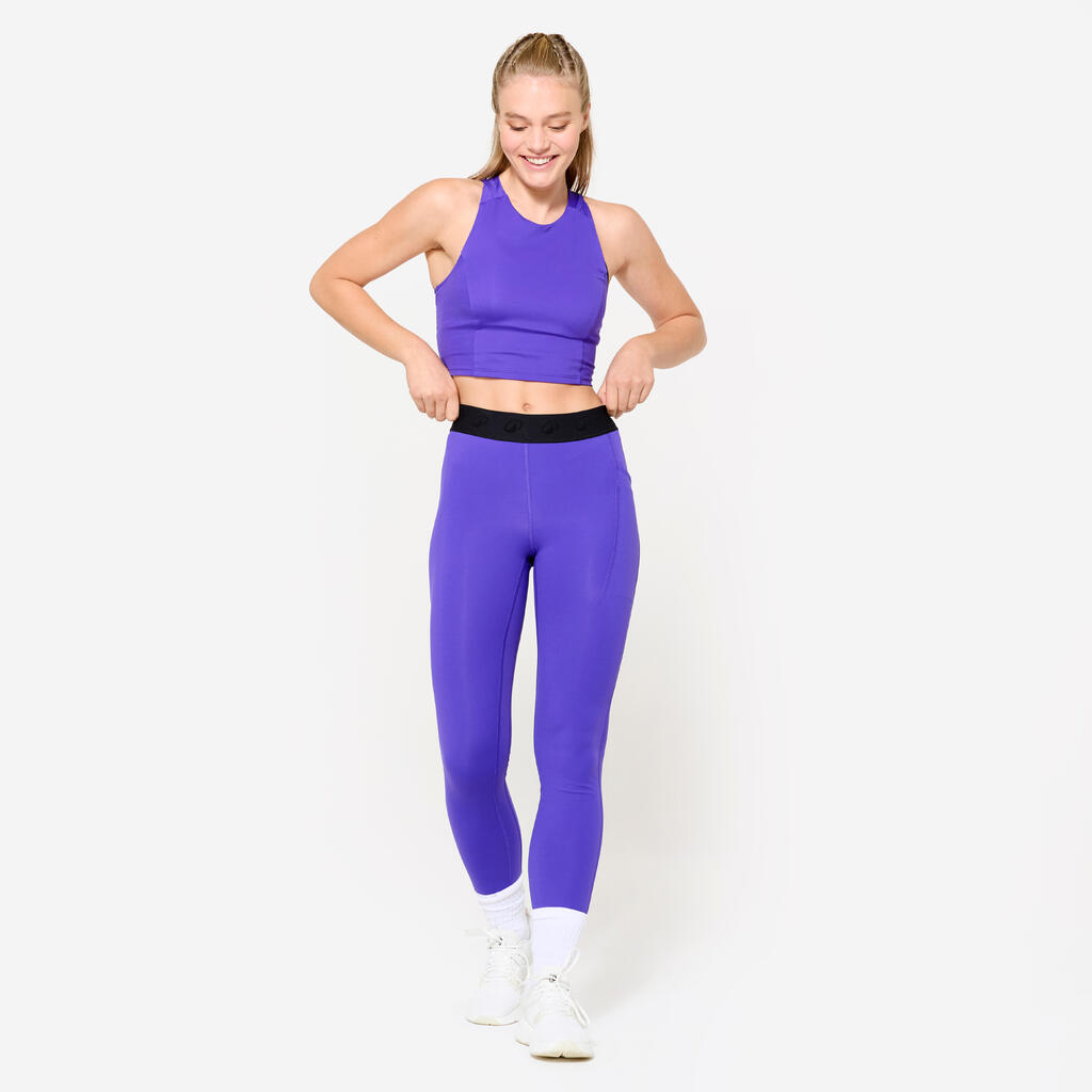 Women's Body-Hugging Fitness Cropped Tank Top - Purple
