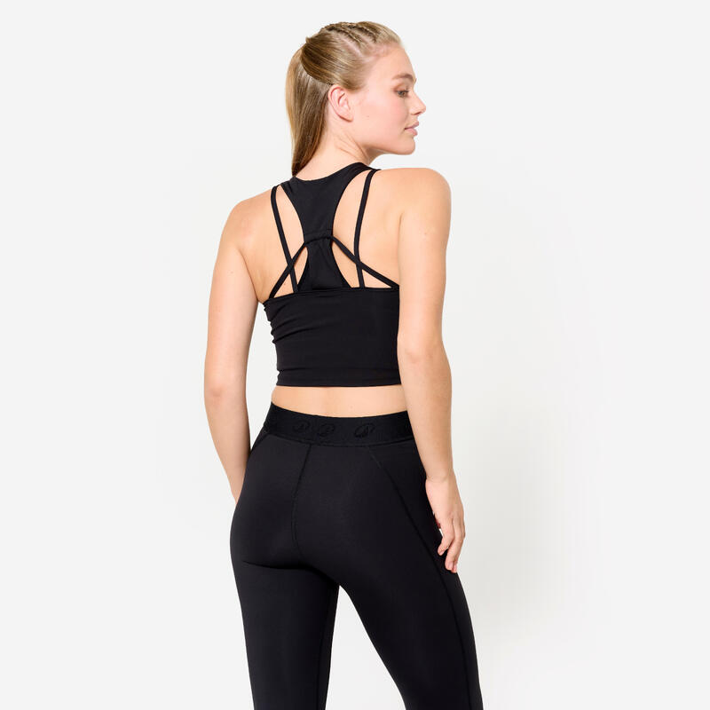 Női fitnesz ujjatlan crop top, testhezálló