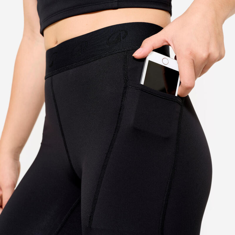 Legging training ceinture élastiquée femme, noir