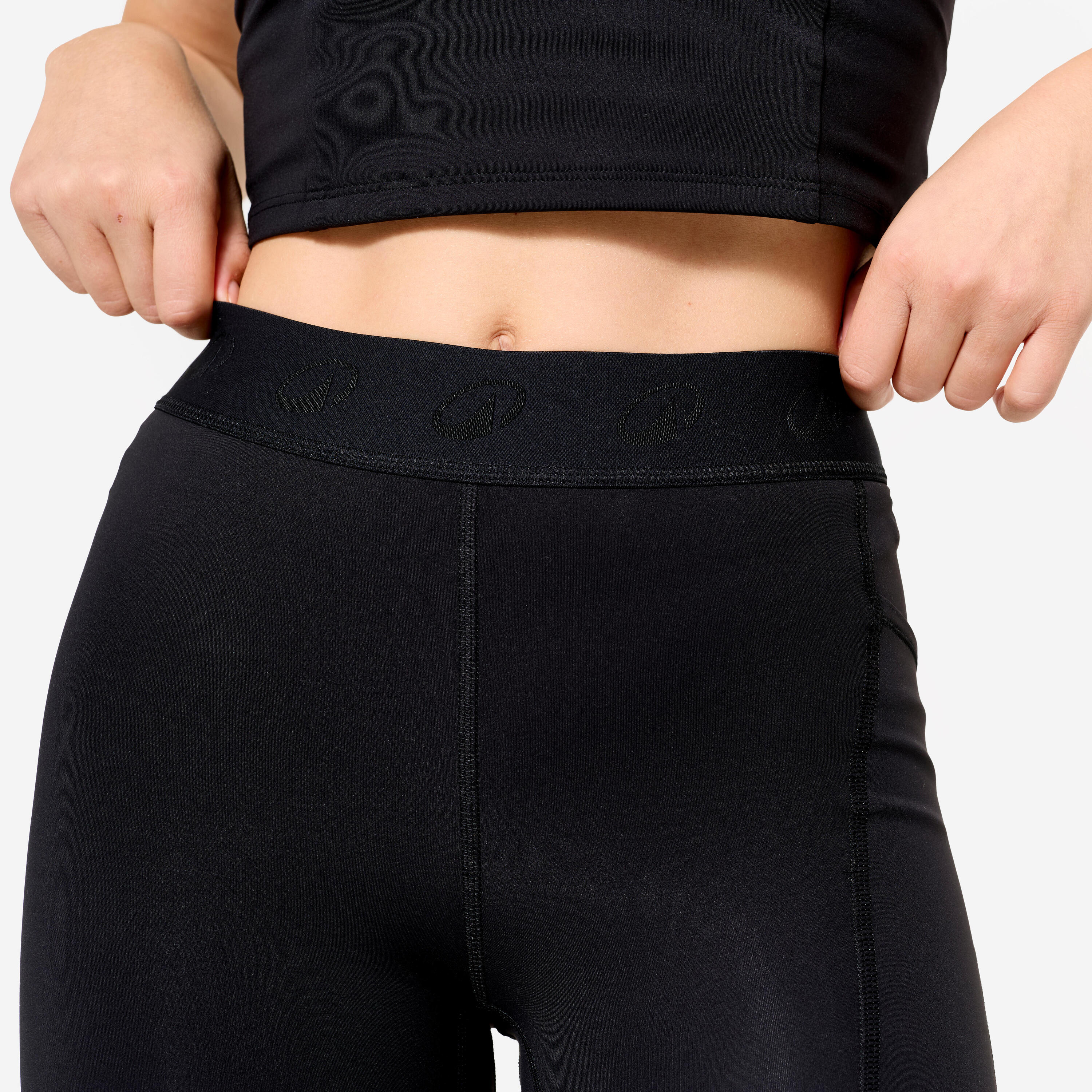 Leggings donna palestra vita alta traspiranti neri 5/5