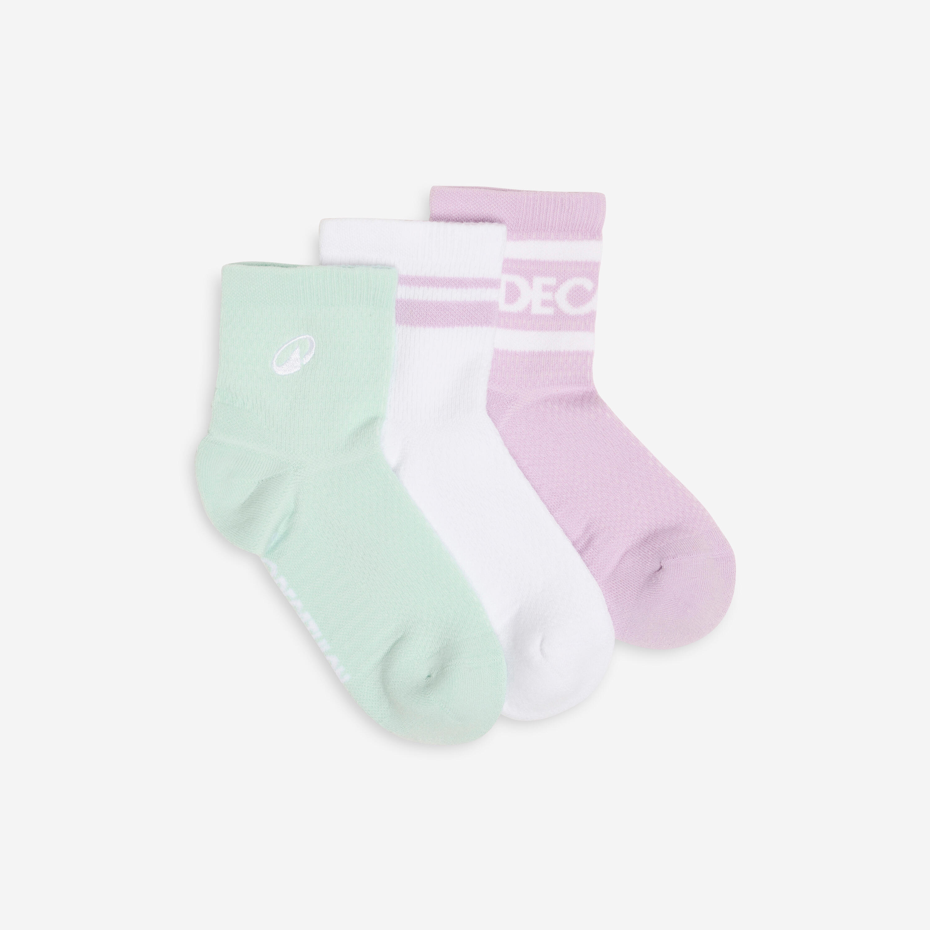 DECATHLON Socken Low 3er-Pack - grün/weiß 