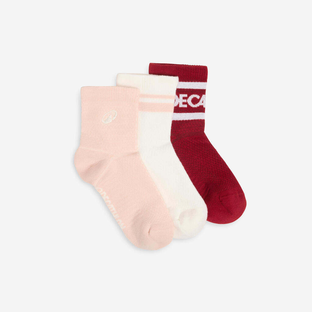 Chaussettes cheville, rose et blanc, lot de 3