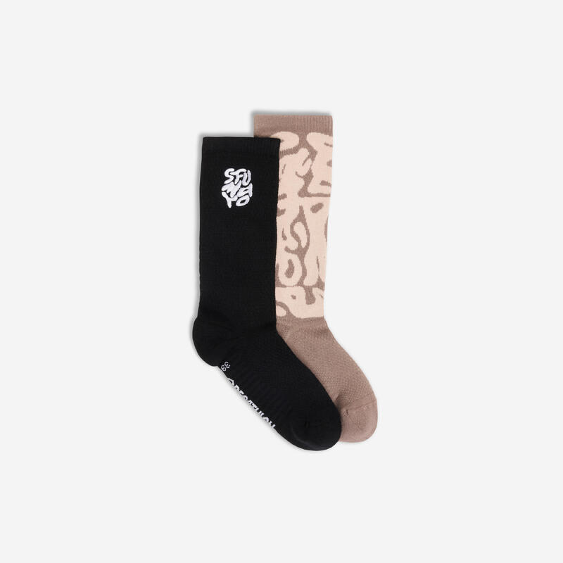 Chaussettes mi-mollet, bleu et blanc, lot de 2