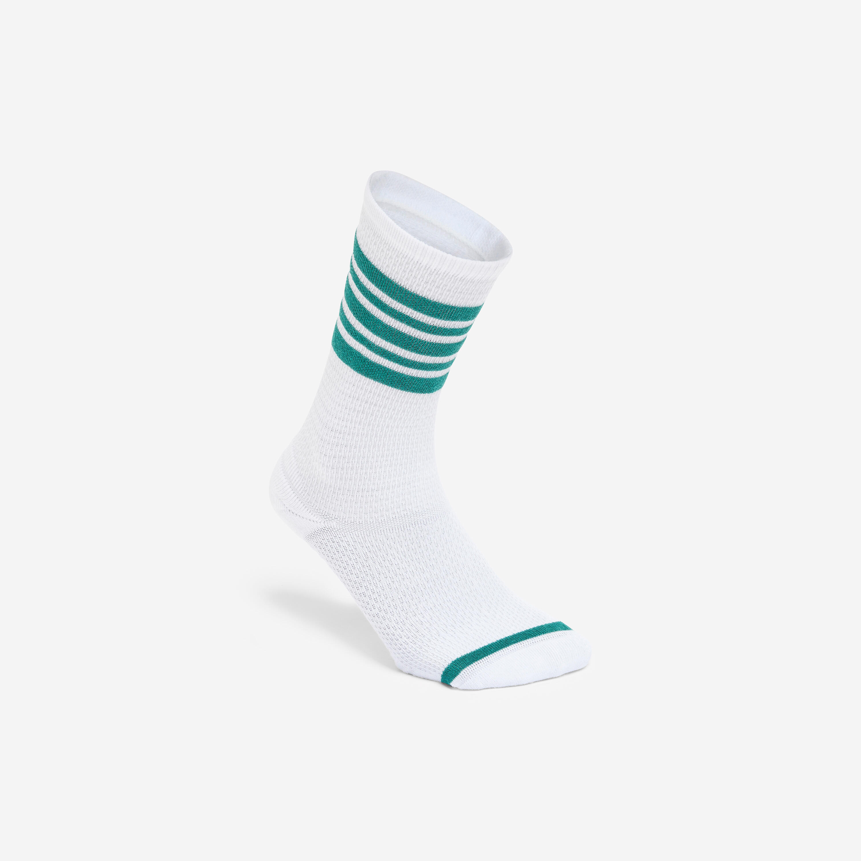 Mid-calf socks, green and white, pack of 2 3/5
