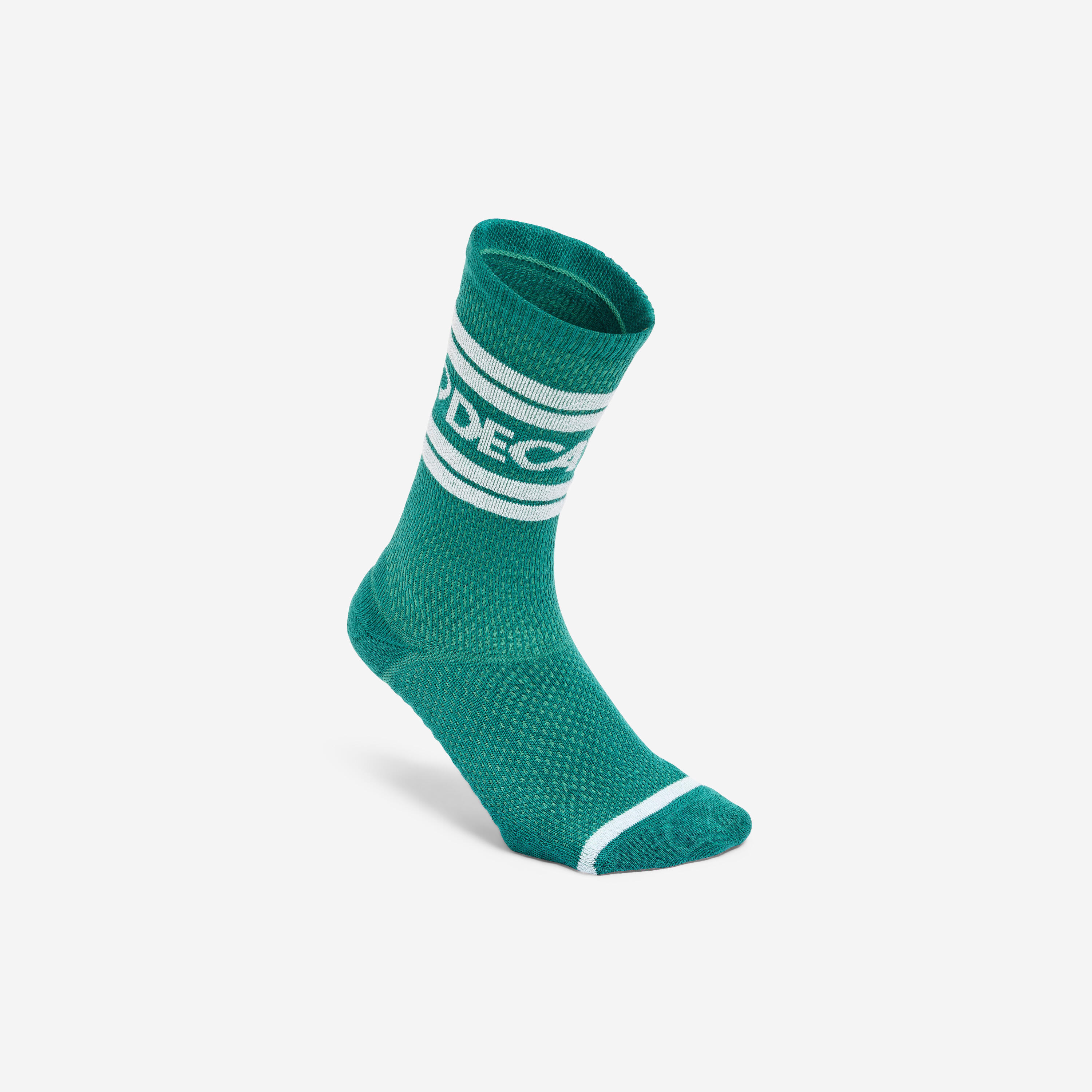 Mid-calf socks, green and white, pack of 2 2/5