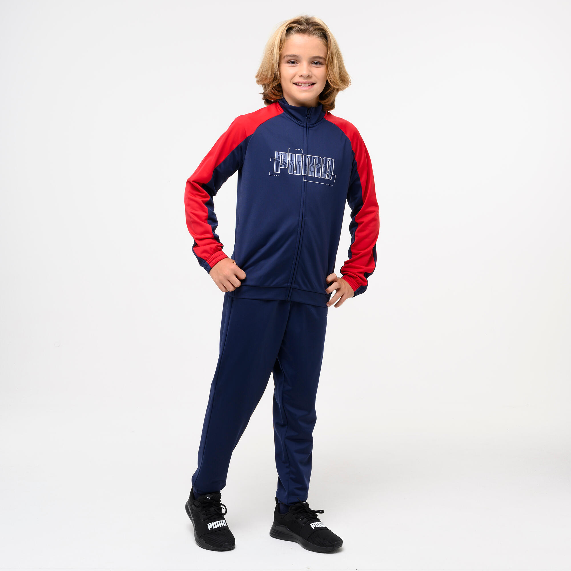 Trening din poliester pentru sport Puma Albastru-Roșu Băieți