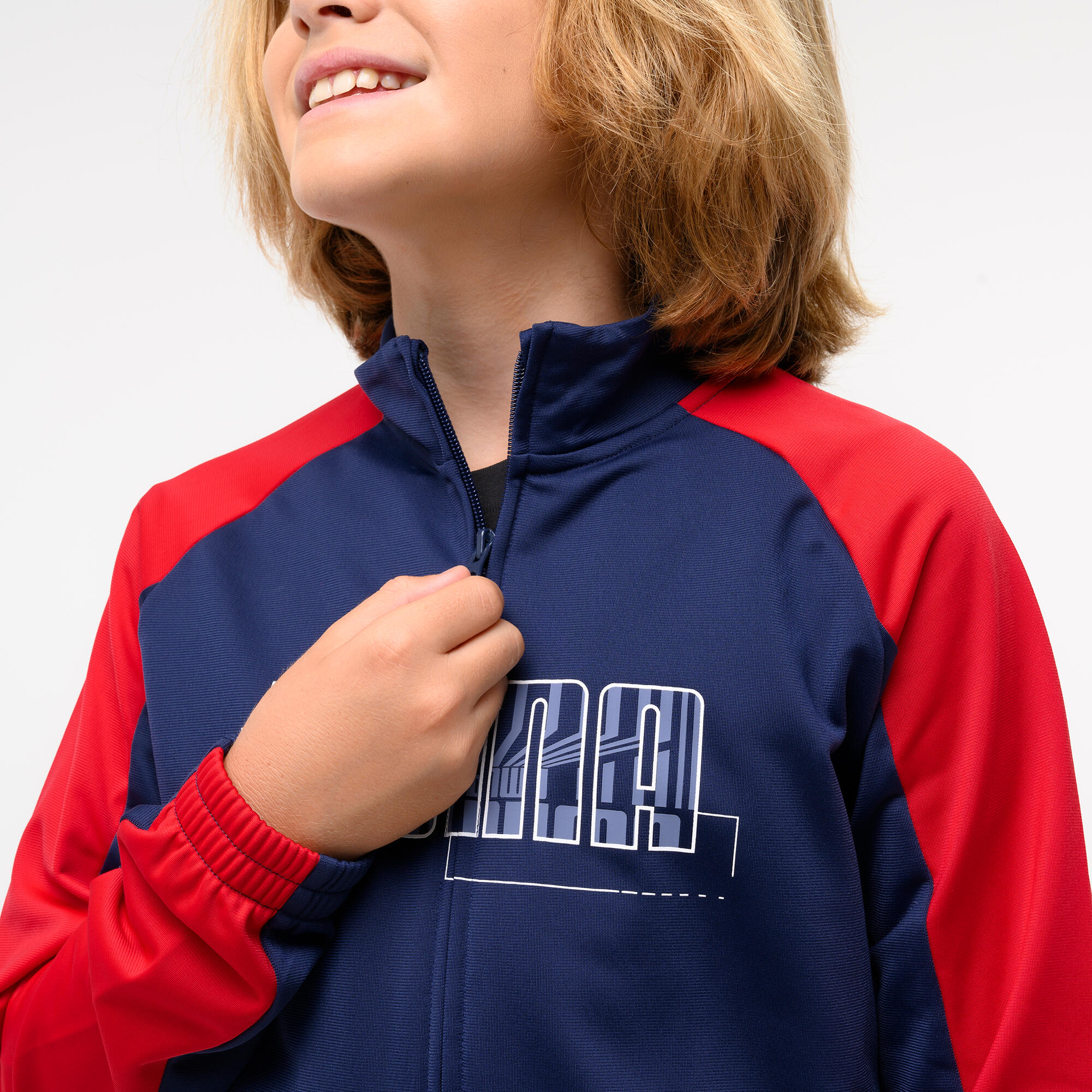 Trainingspak kinderen polyester blauw/rood 5/6
