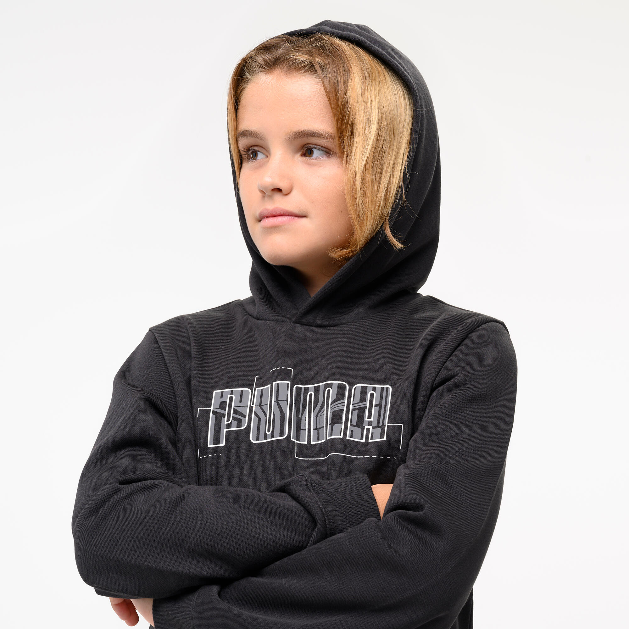 PUMA Kids' Print Hoodie - Black