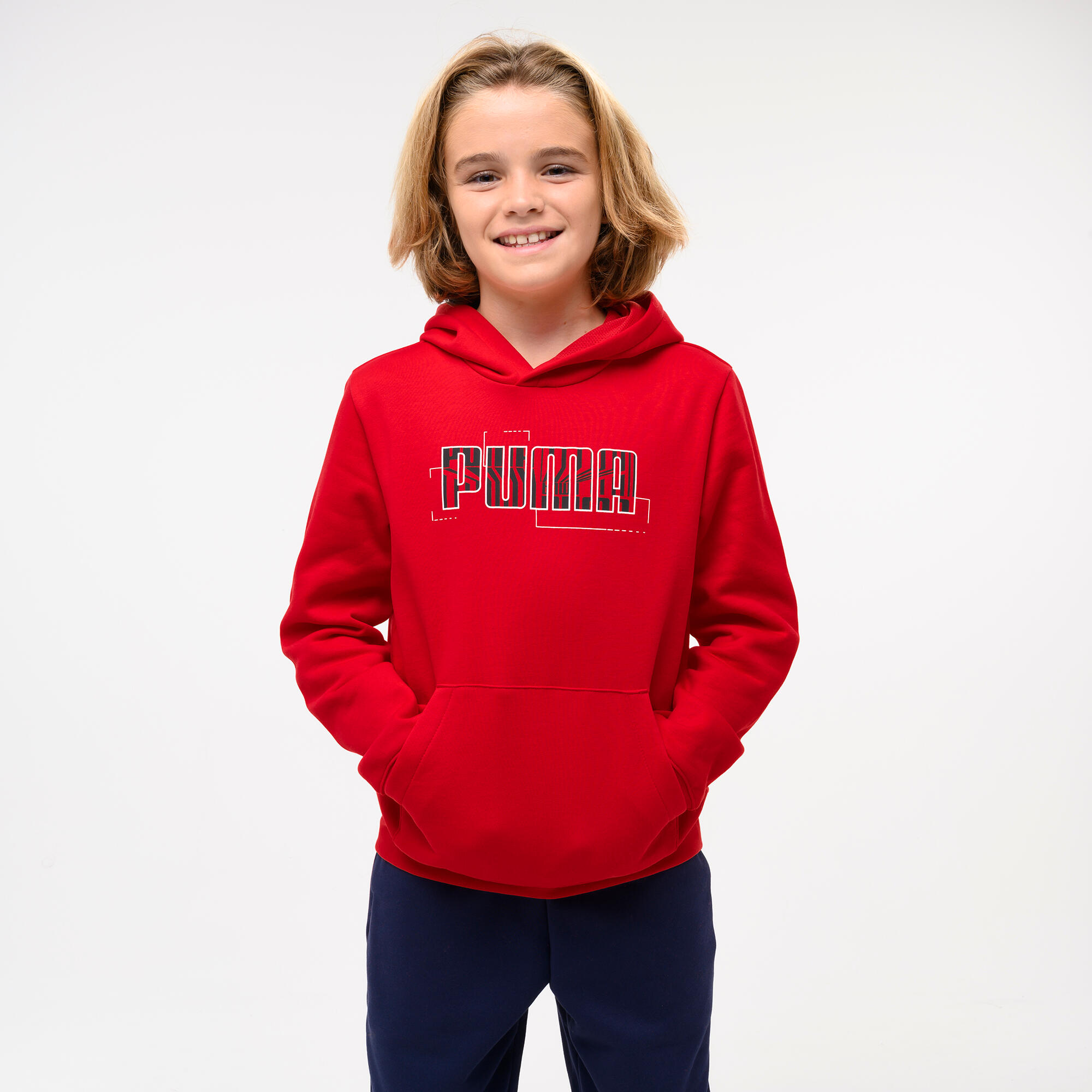 Felpa puma rossa con cappuccio sale