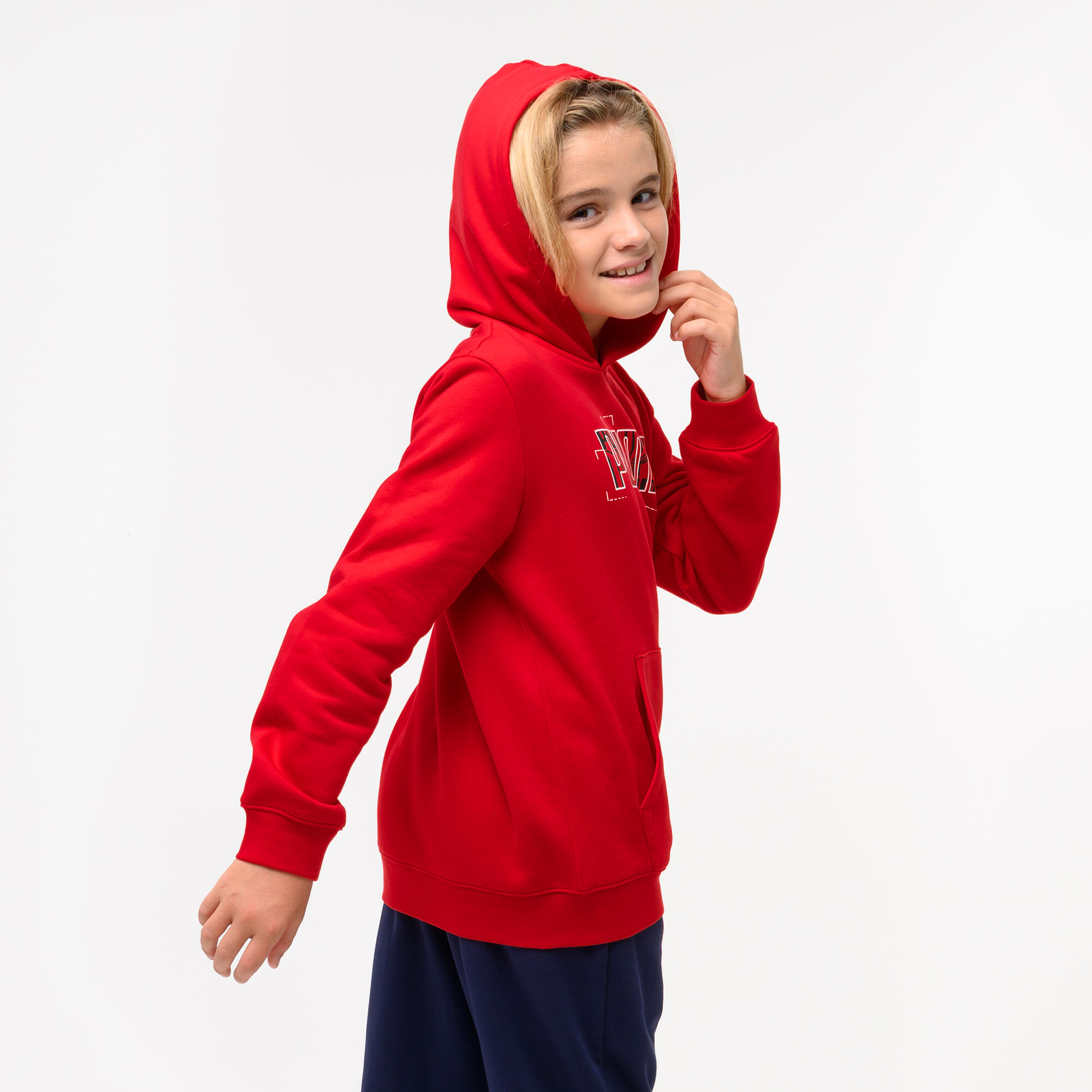 PUMA Detská mikina s kapucňou a potlačou červená 7-8 r (128 cm) · záber 4