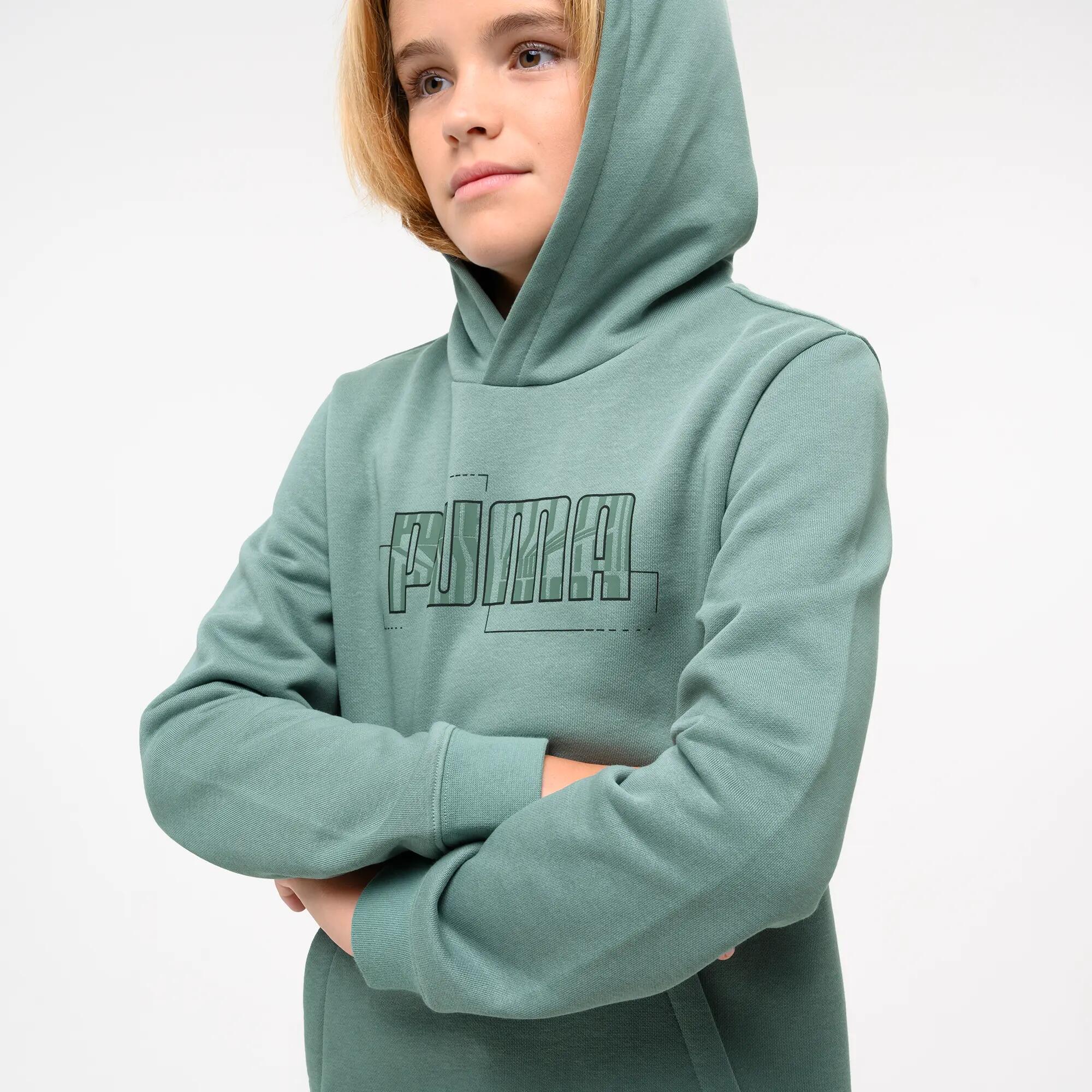 Hanorac cu glugă Puma Print verde Copii 12/13
