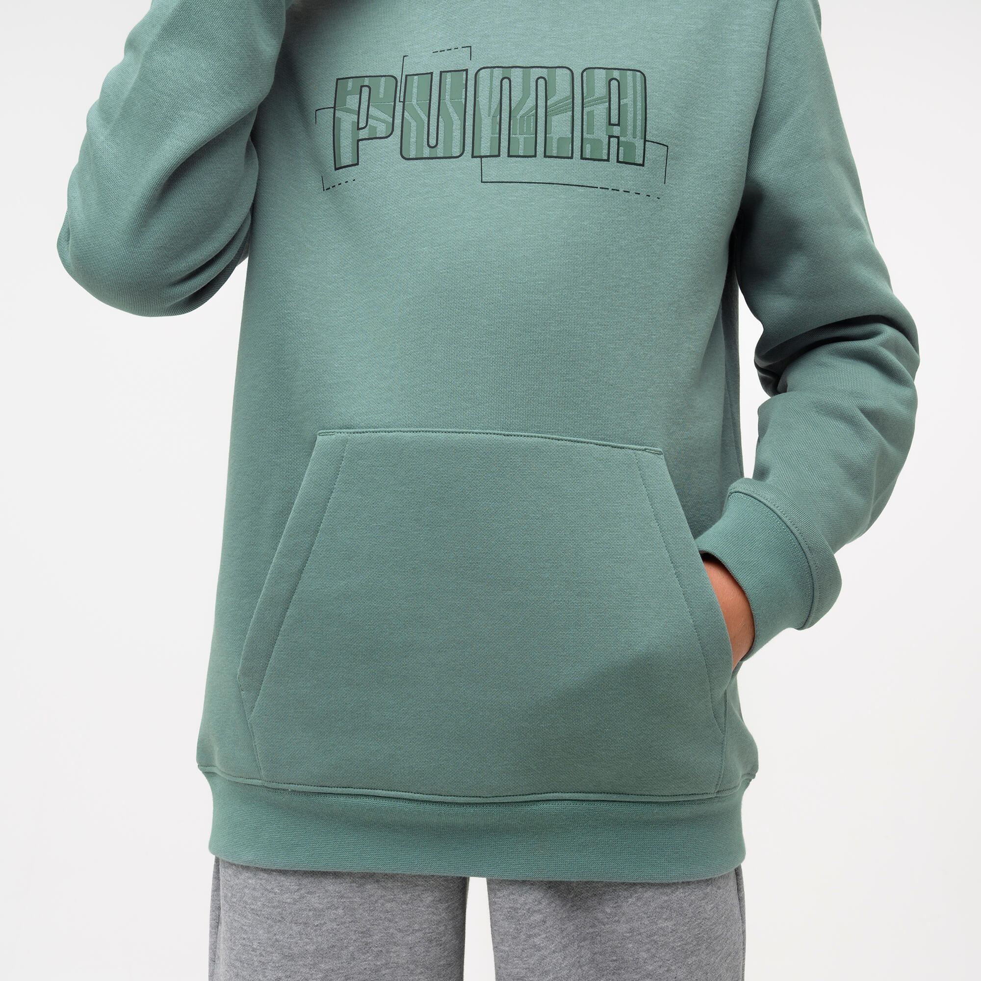 Kinderhoodie met opdruk groen 3/5