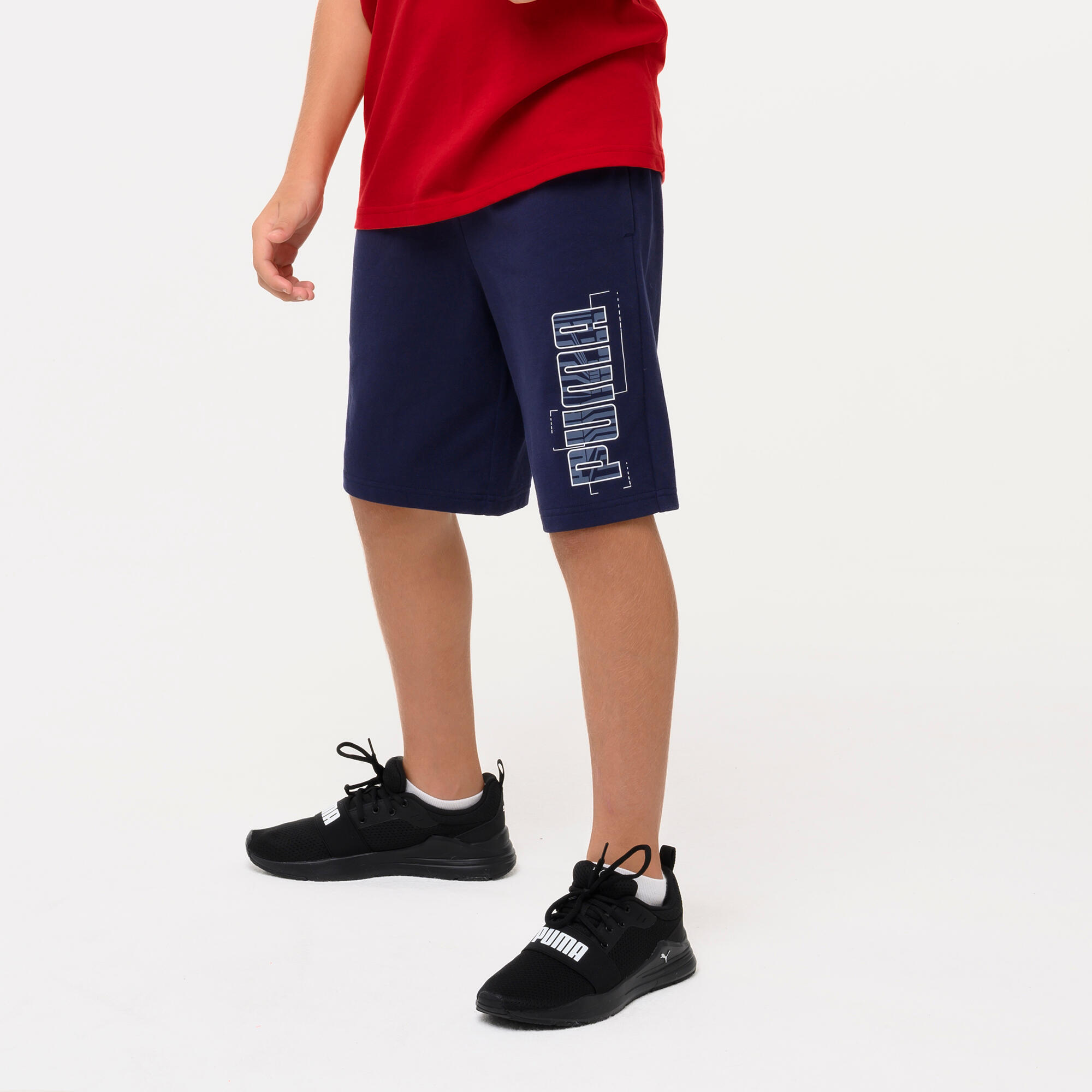 Pantaloncini Puma bambino ginnastica regular fit cotone blu 5/5