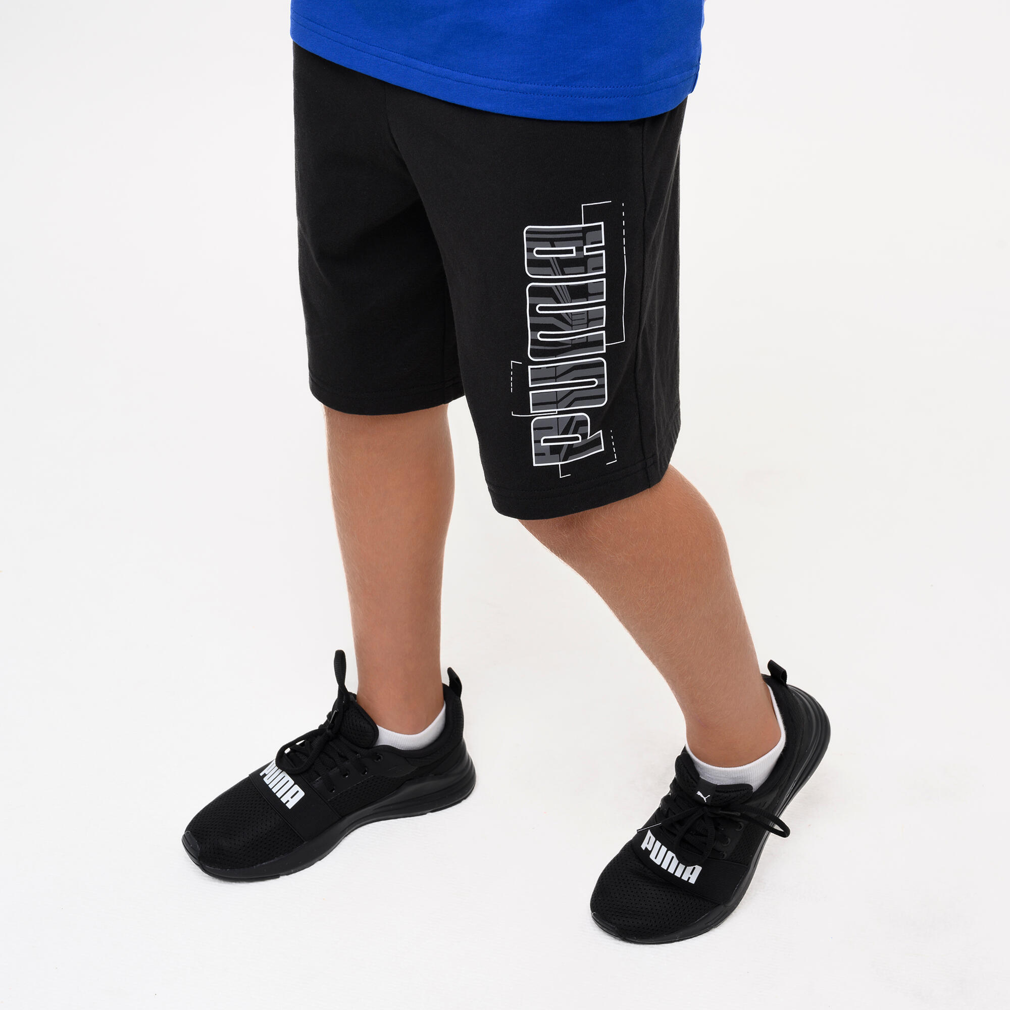 Pantaloncini Puma bambino ginnastica regular fit cotone neri 3/6